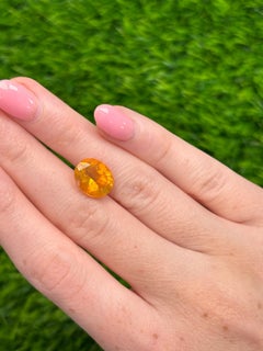 3.38 Carat Oval-Cut Natural Golden Orange Fire Opal Loose Gemstone