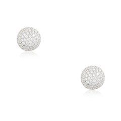 3.38 Carat Pave Diamond Ball Earrings 18 Karat In Stock