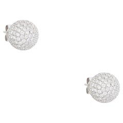 3.38 Carat Pave Diamond Ball Earrings 18 Karat In Stock