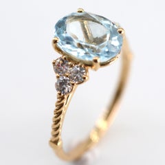 3.38 Carat Topaz and Diamond 18k Yellow Gold Handmade Cocktail Ring