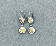 3.38 ct GIA Certified Natural Yellow Diamond Dangle Earrings