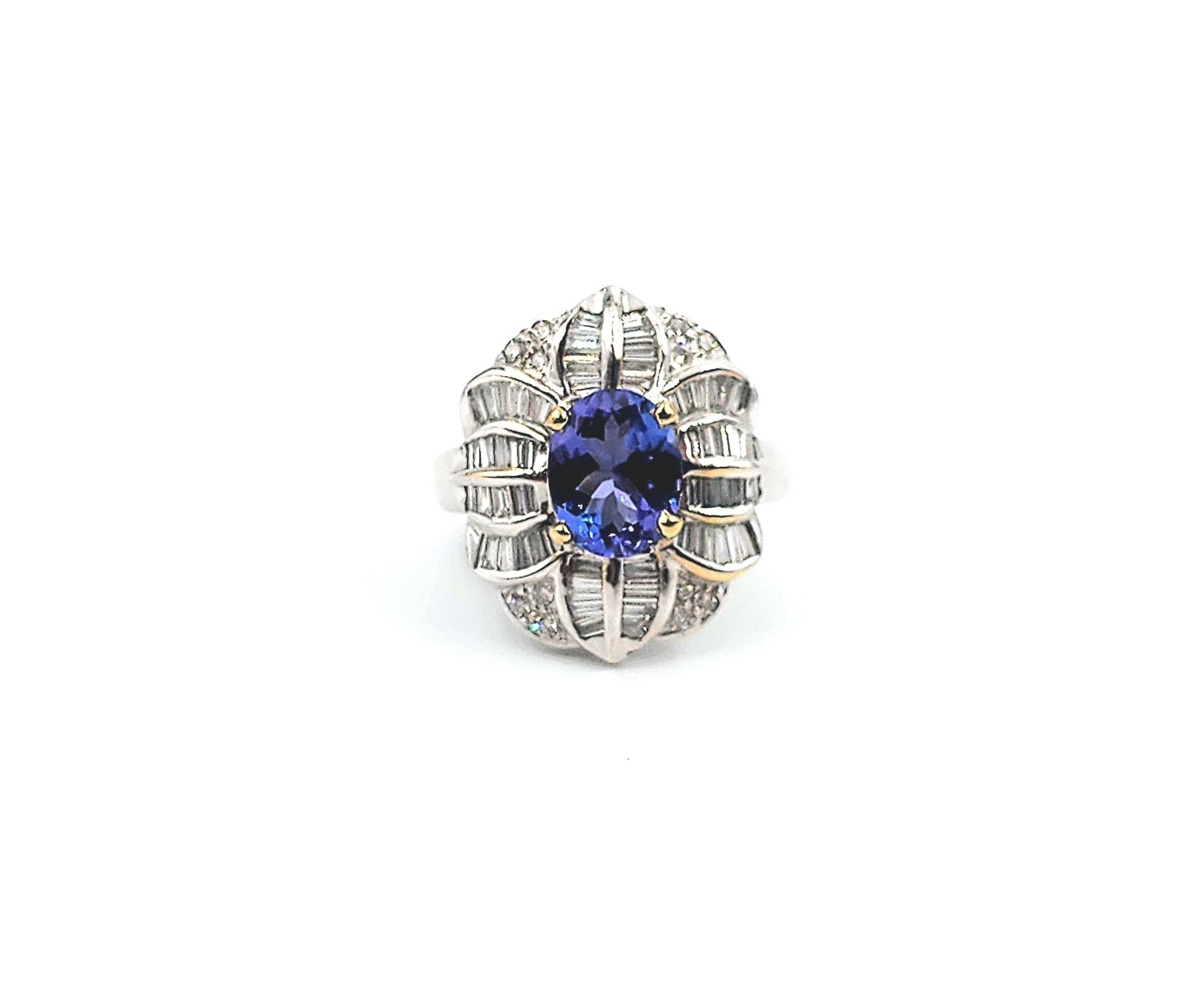 3.38 Karat Tansanit & Diamantring im Angebot 5