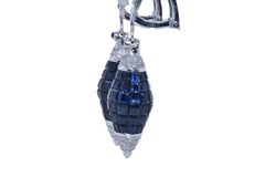 33.80 Carat Sapphire & Diamond Bullet Earrings in 18k White Gold