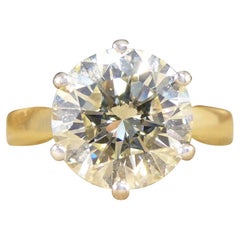 Bague de fiançailles solitaire en or 18ct avec diamant taillé en brillant de 3,38ct