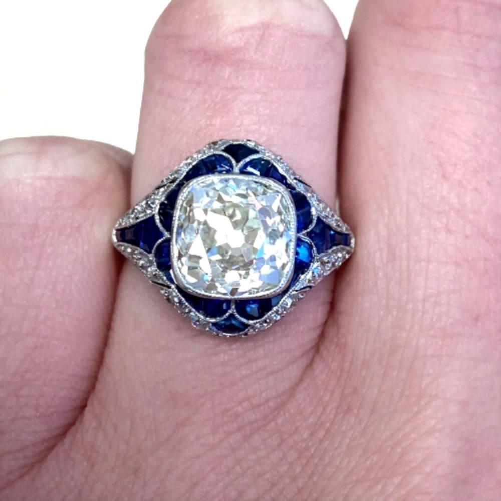 3.38 Carat Cushion Cut Diamond Ring, Platinum, Antique Diamond For Sale