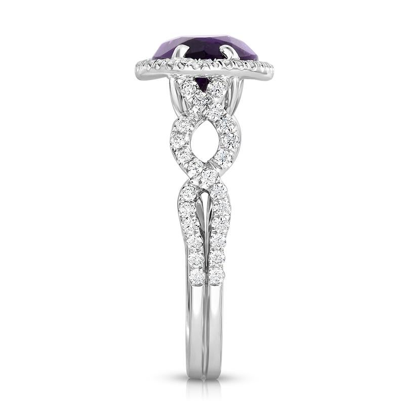 Marquise Cut 3.38ct. Marquise Amethyst and conflict free Diamond Halo Platinum Cocktail Ring For Sale