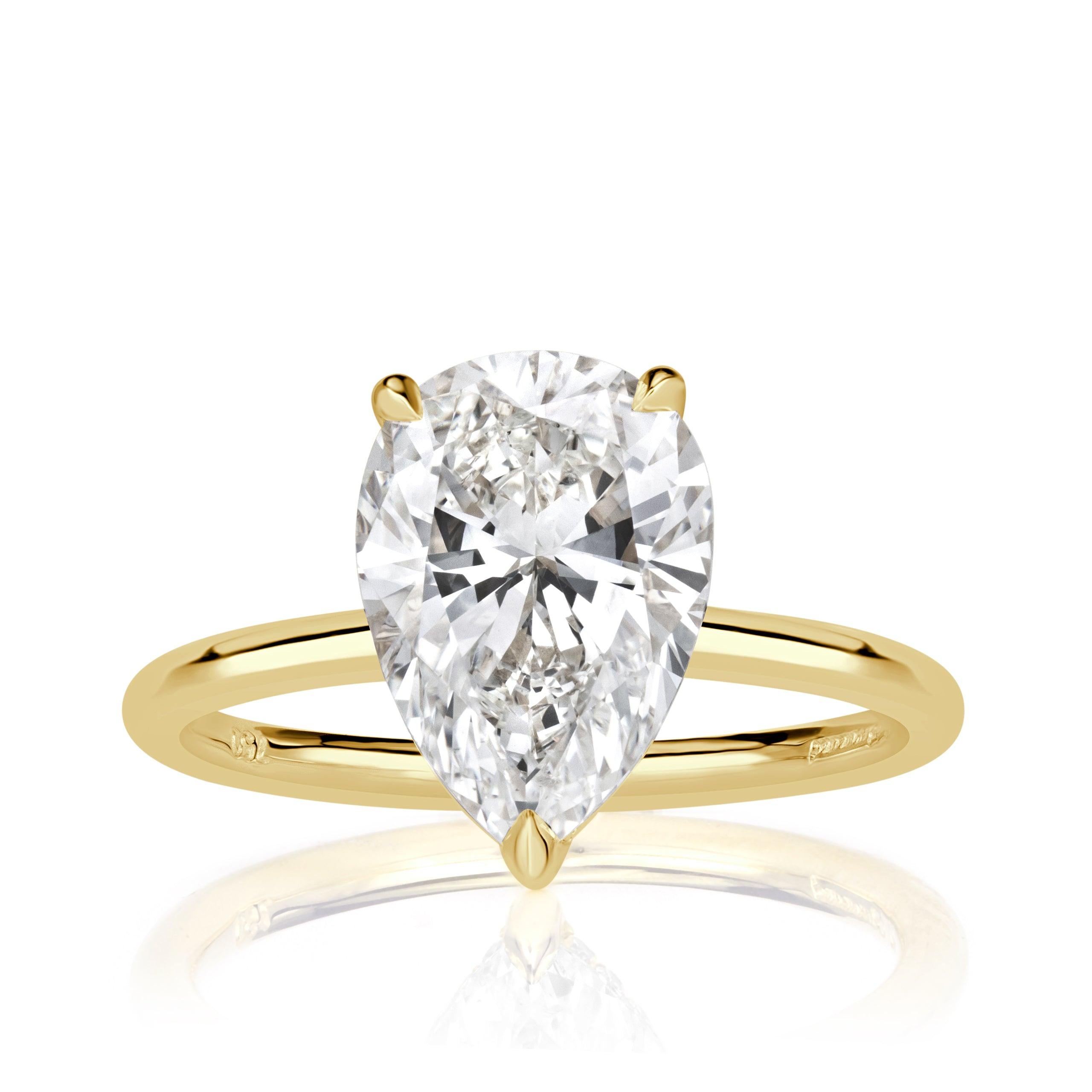 3.38ct Pear Shaped Diamond Engagement Ring For Sale
