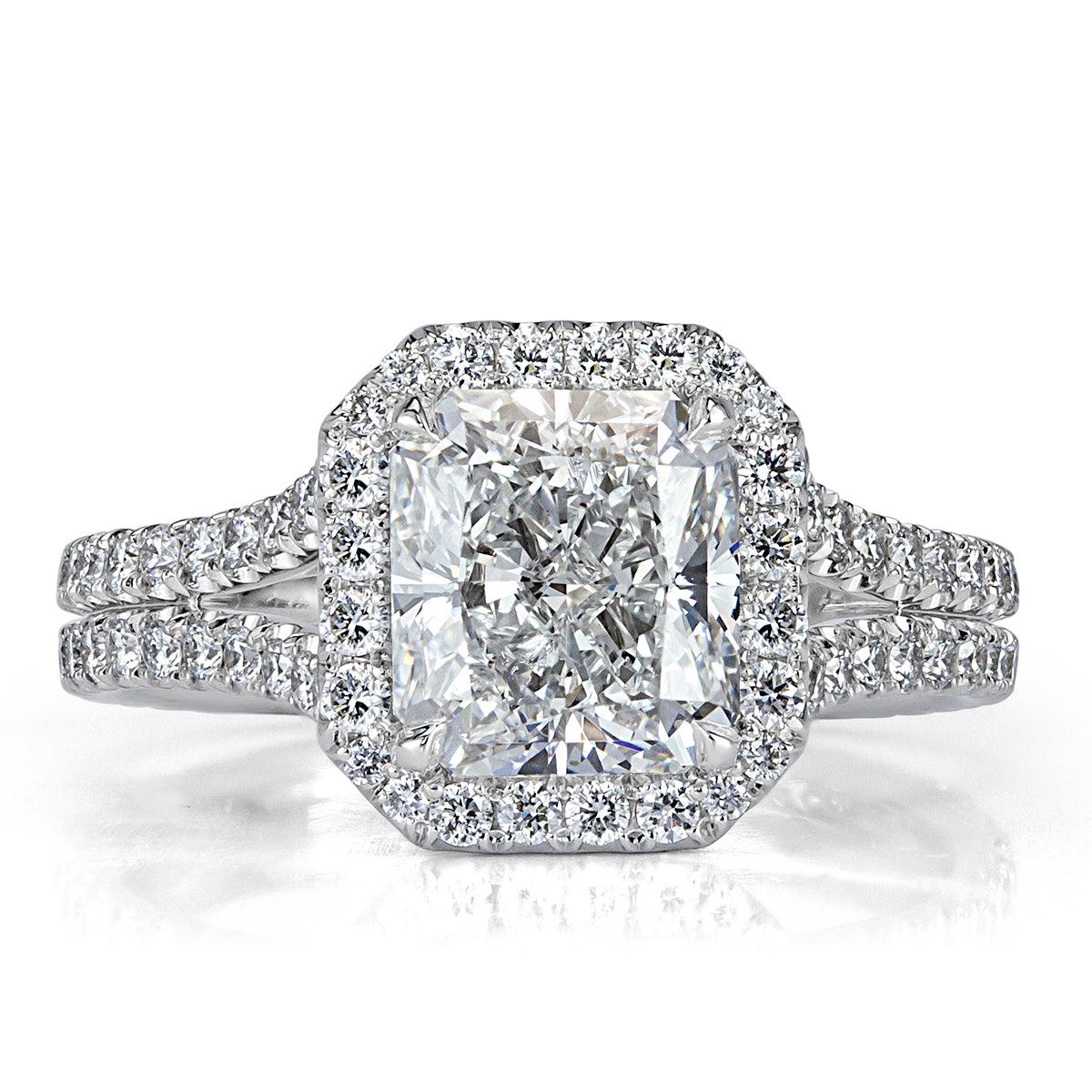 3.38ct Radiant Cut Diamond Engagement Ring For Sale