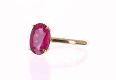 3.38cts 14K 4-Prong Oval Natural Ruby Solitaire Ring