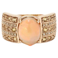 3.38ctw Opal Diamond Yellow Sapphire Ring, 10K Yellow Gold, Oval 3.38ctw Opal Diamond Yellow Sapphire Ring, 10K Yellow Gold, Oval