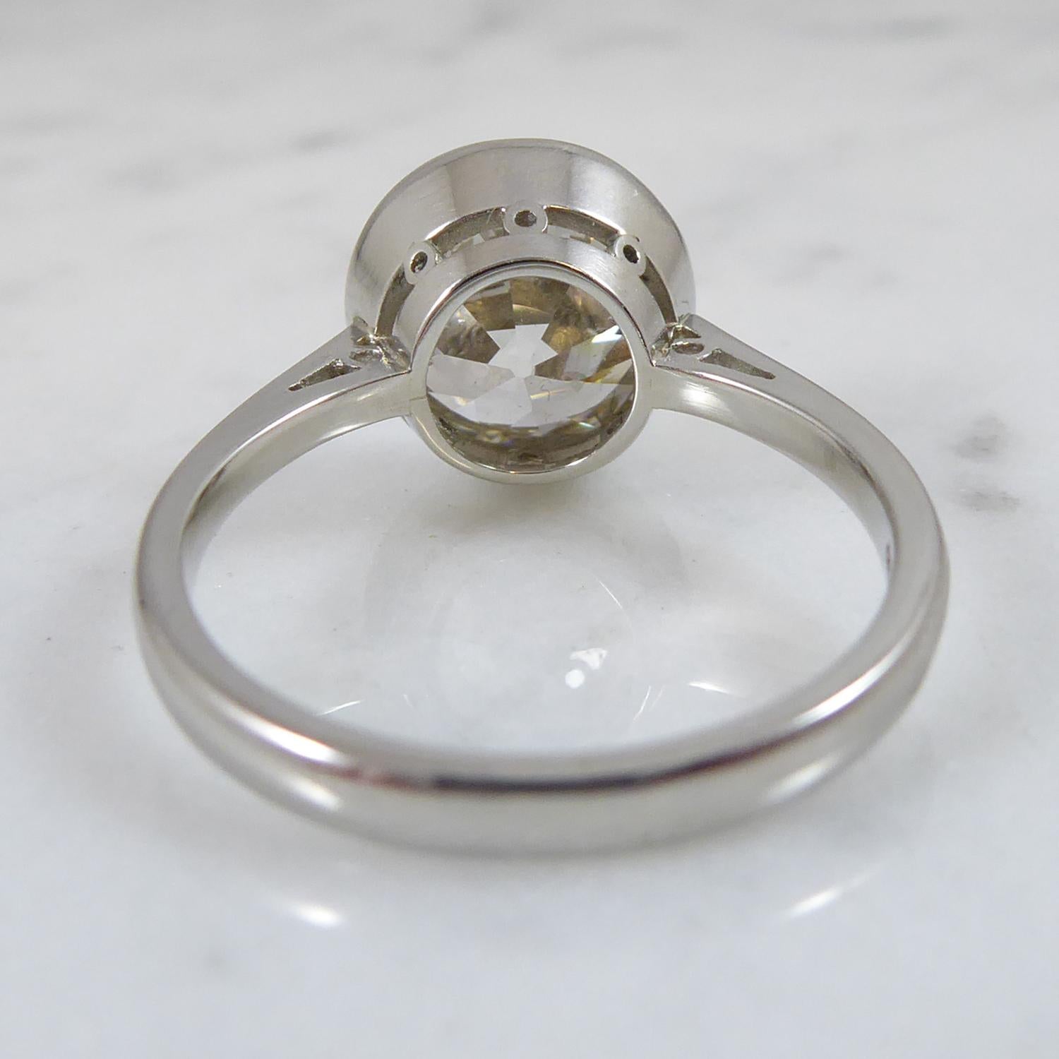 3.39 Carat Old European Cut Diamond Solitaire Ring, Platinum In Good Condition In Yorkshire, West Yorkshire