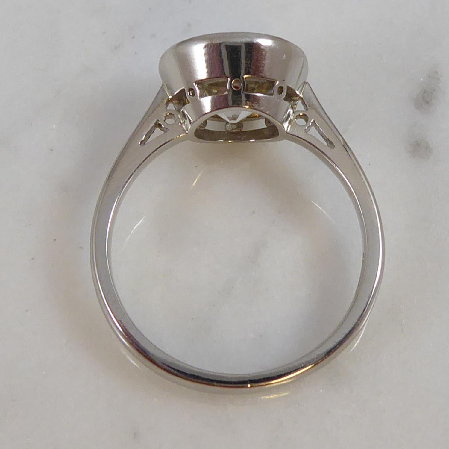 Women's 3.39 Carat Old European Cut Diamond Solitaire Ring, Platinum