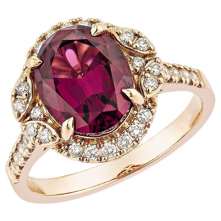 Sunita Nahata 3.39 Carat Rhodolite Fancy Ring in 18KRG with White Diamond.