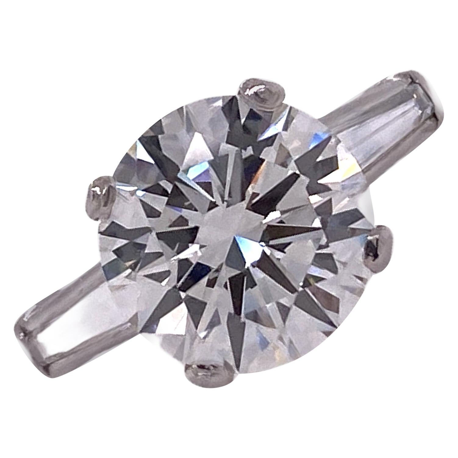 3.39 Carat Round Brilliant Diamond Platinum Engagement Ring GIA J/VS1