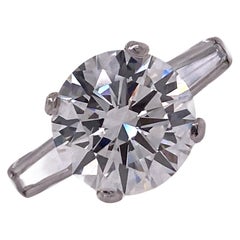 3.39 Carat Round Brilliant Diamond Platinum Engagement Ring GIA J/VS1