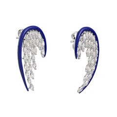 3.39 Carats Marquise Enamel Wing Earring