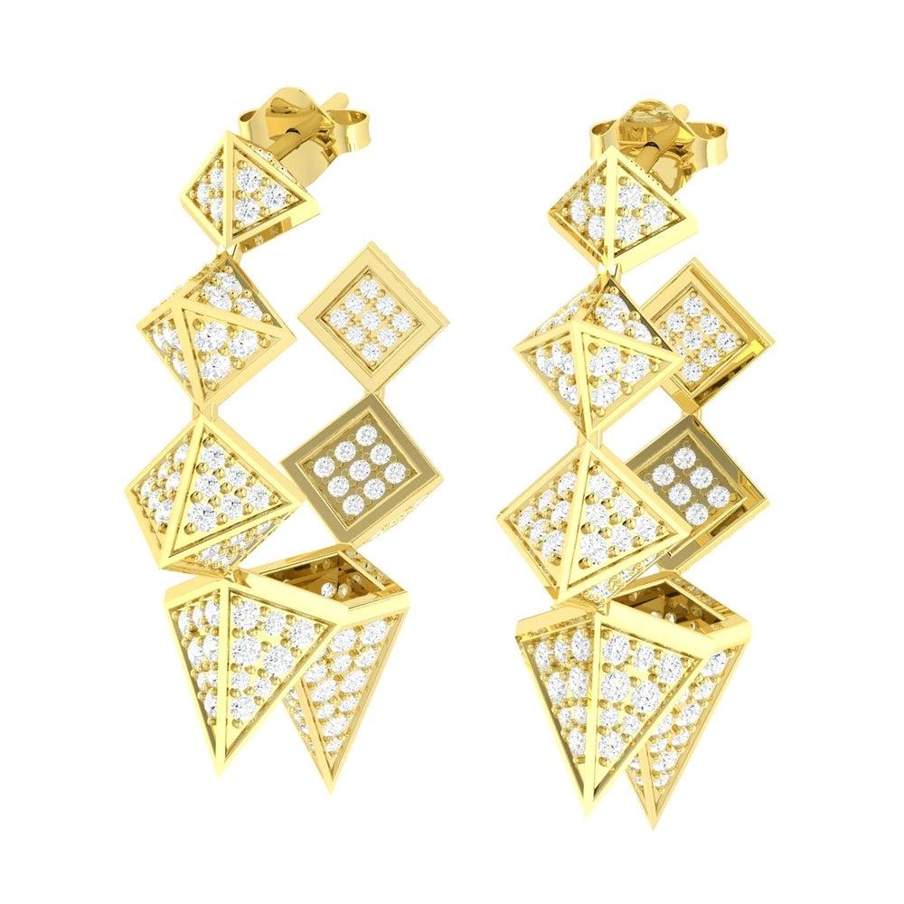 Mixed Cut 3.39 Carat Spike Diamond 18 Karat Gold Hoop Earrings For Sale