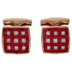 3.39 Carats Square Cut Rubies with Diamonds in 18 Karat White Gold