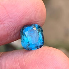 3.39 Ct Inky Hue Blue Natural Tourmaline Cushion Cut Loose Gemstone for Jewelry