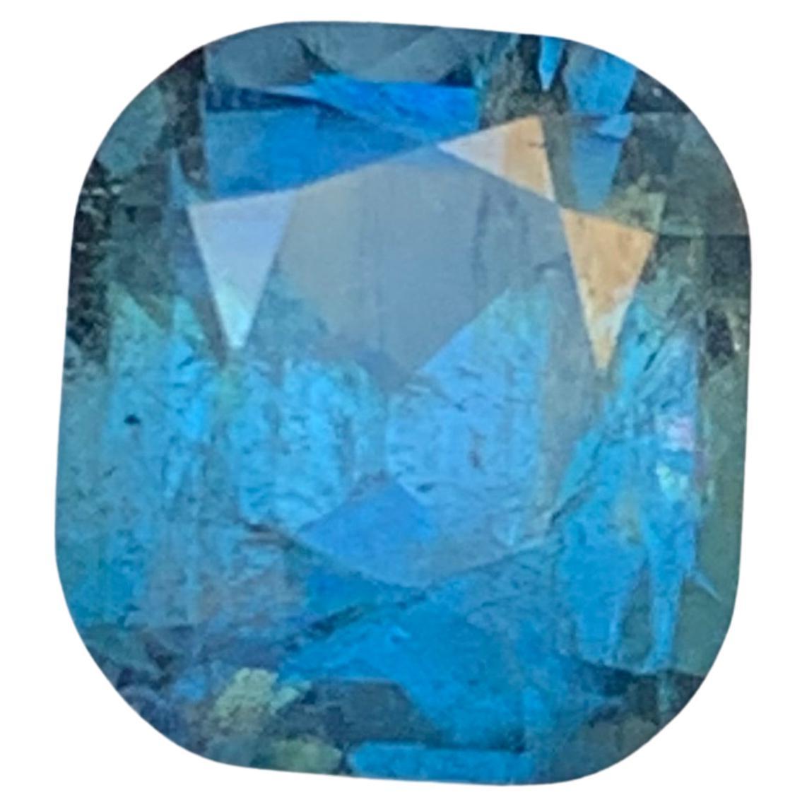 3.39 Ct Inky Hue Blue Natural Tourmaline Cushion Cut Loose Gemstone for Jewelry en vente