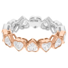 3.39 Ct. SI Clarity HI Color Heart Diamond Band Ring 14 Karat Rose & White Gold
