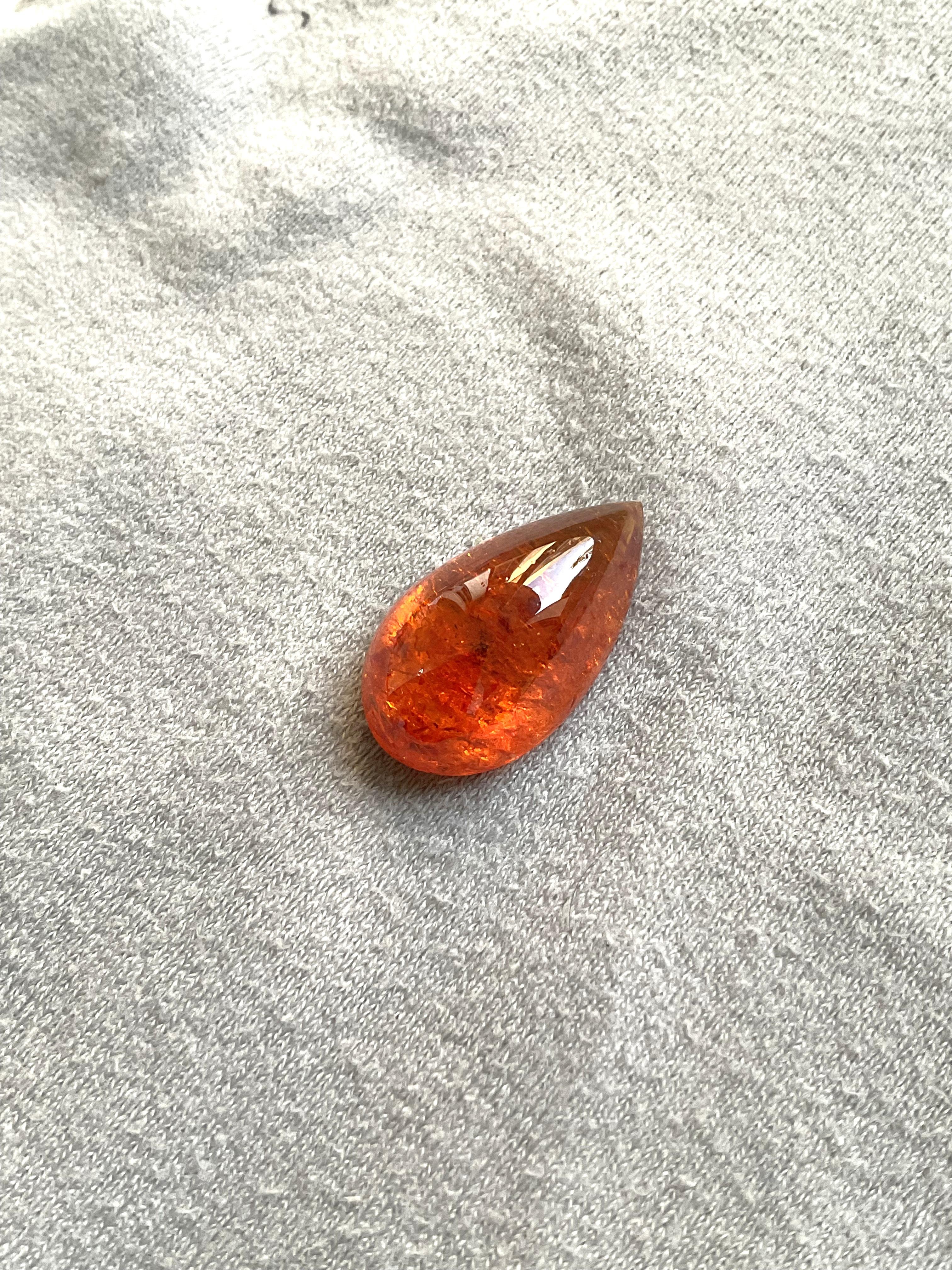 Taglio a goccia 33,94 Carati di Granato Fanta Spessartite Pear Plain Gemma Naturale di Alta Qualità in vendita