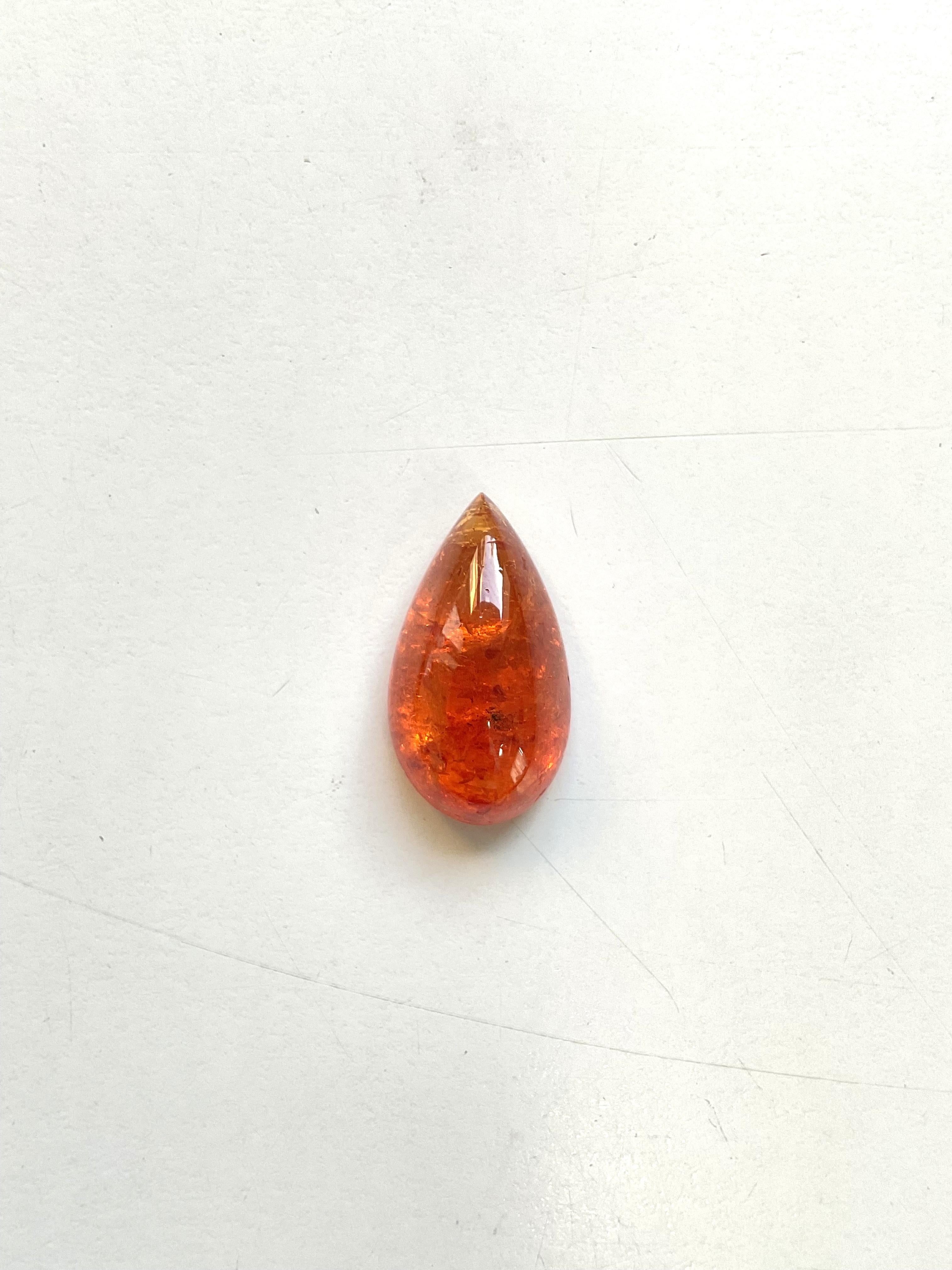 33,94 Carati di Granato Fanta Spessartite Pear Plain Gemma Naturale di Alta Qualità in vendita 3
