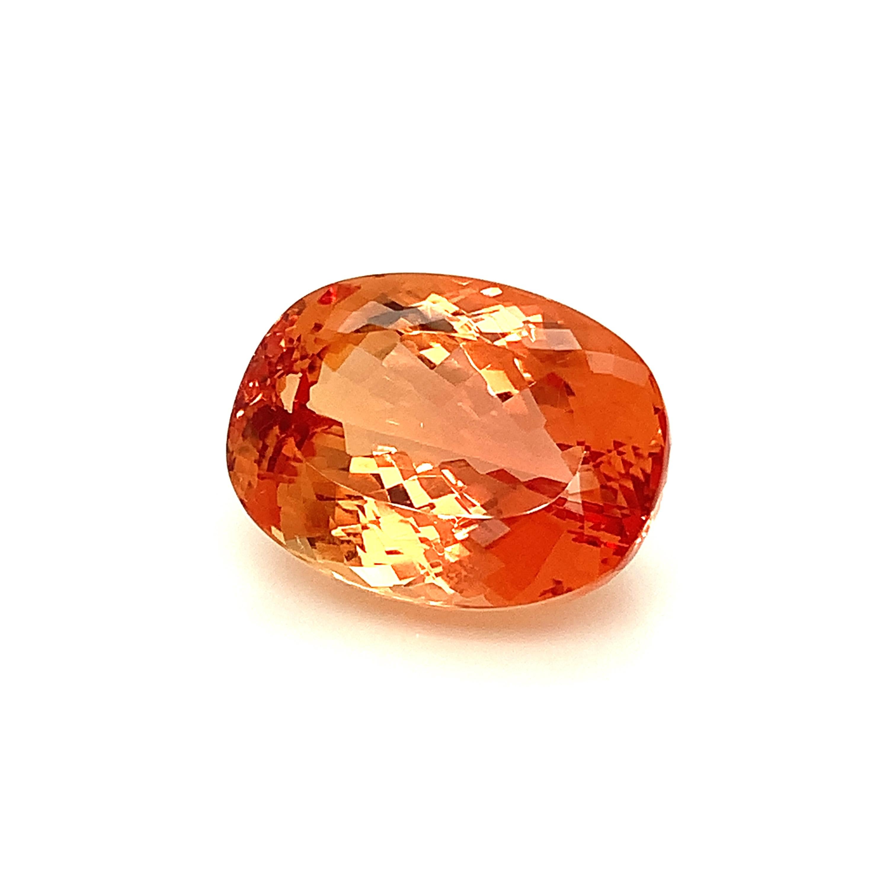 33.95 Carat Imperial Topaz Cushion, Unset Loose Gemstone, GIA Certified For Sale 1