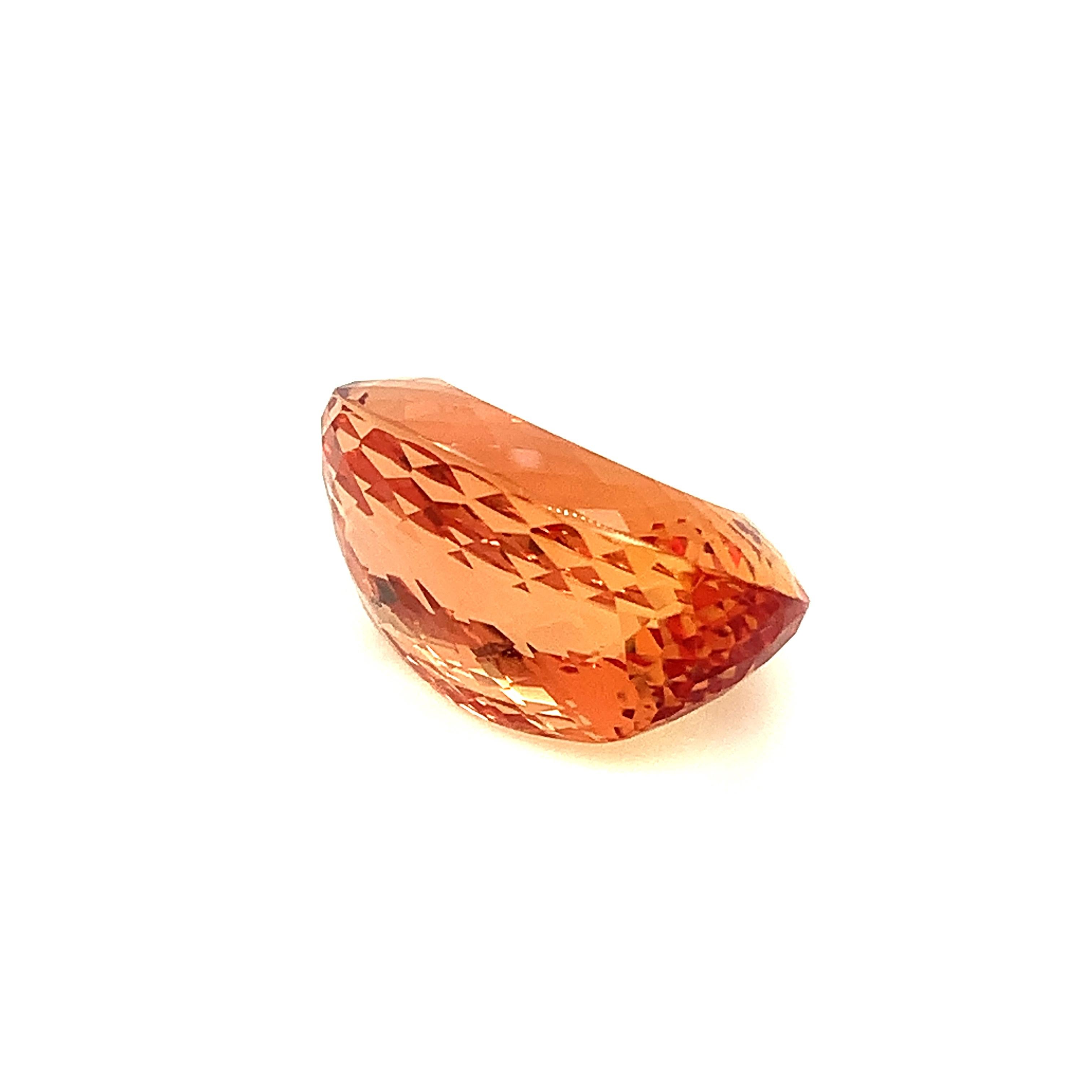 33.95 Carat Imperial Topaz Cushion, Unset Loose Gemstone, GIA Certified For Sale 2