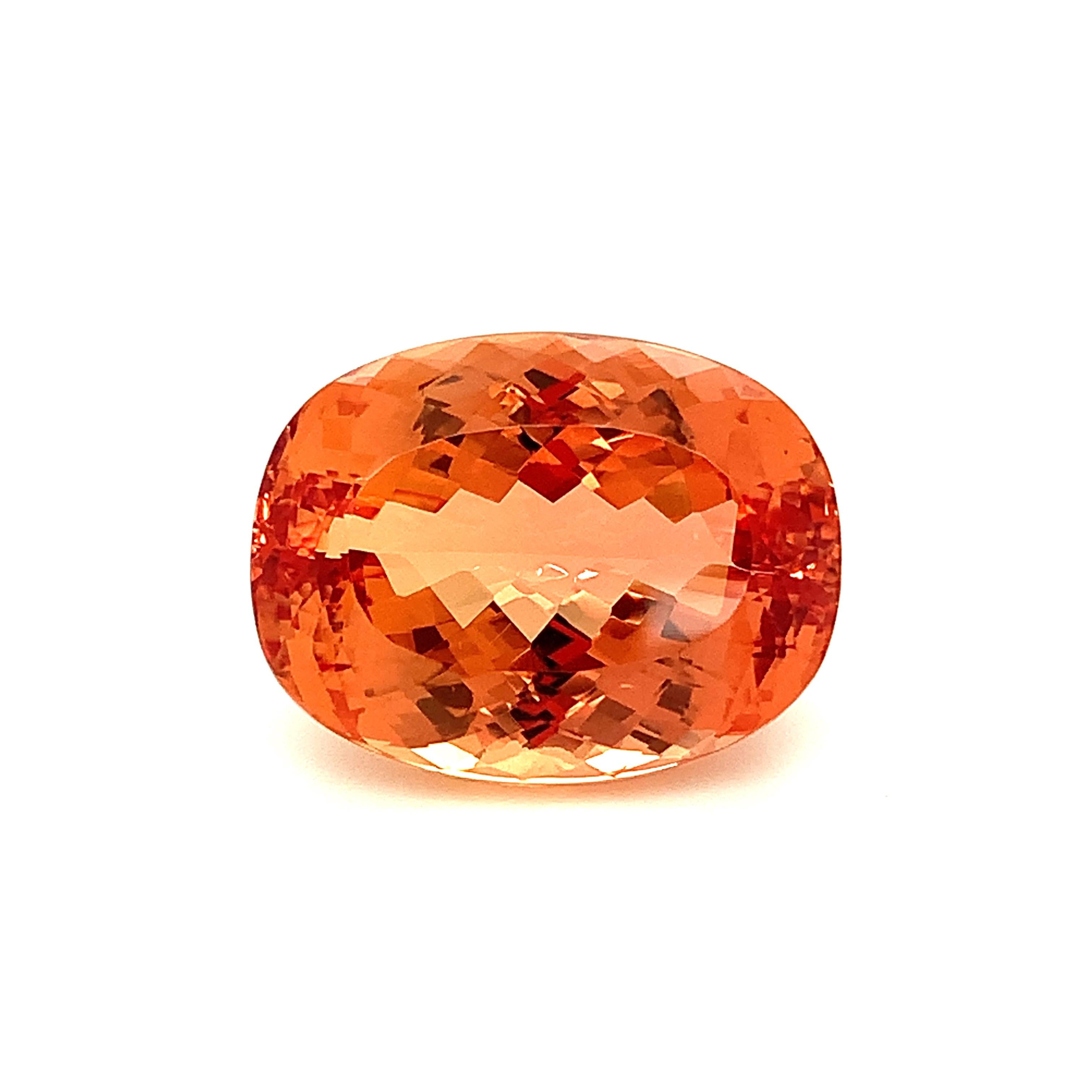 33.95 Carat Imperial Topaz Cushion, Unset Loose Gemstone, GIA Certified For Sale 4