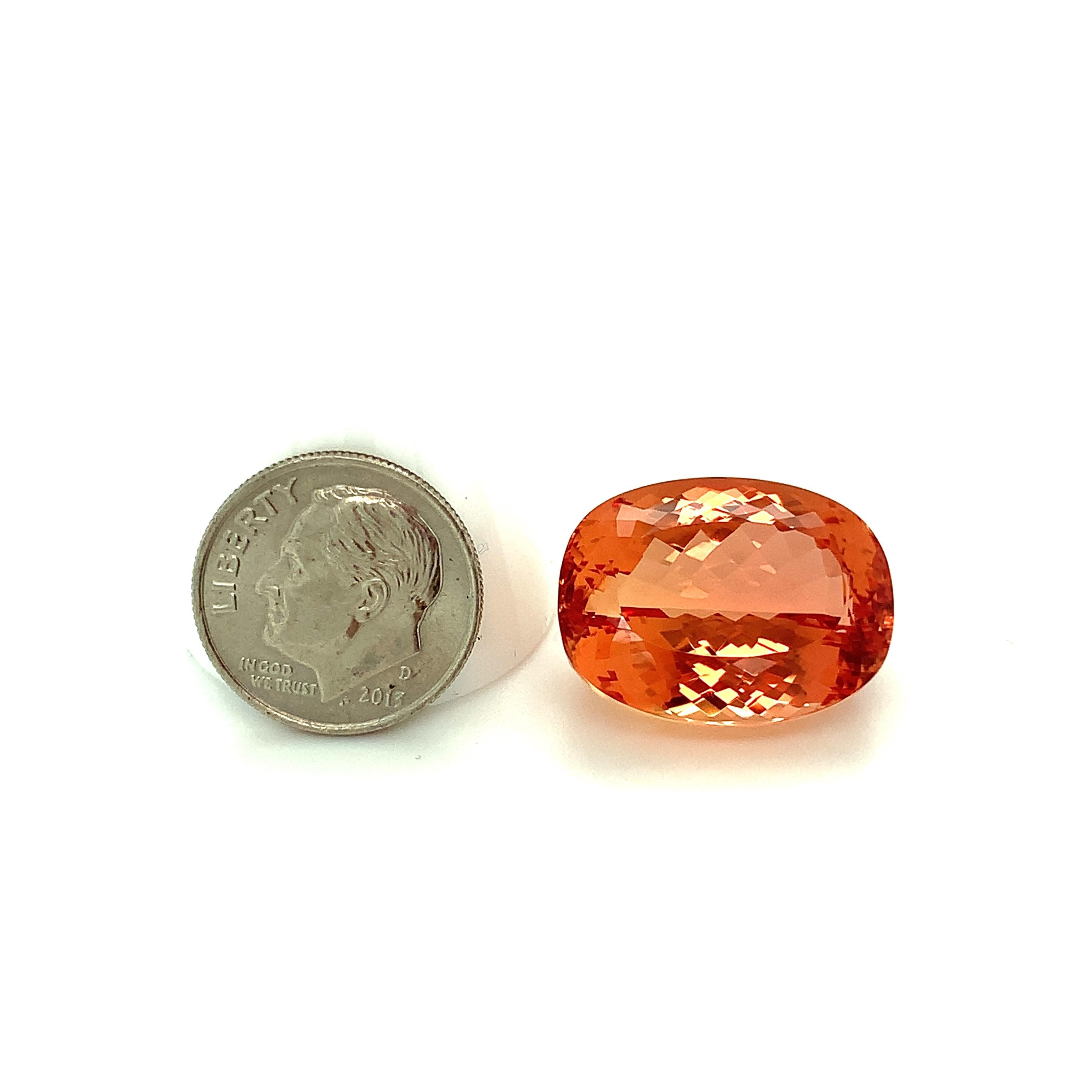 33.95 Carat Imperial Topaz Cushion, Unset Loose Gemstone, GIA Certified For Sale 5