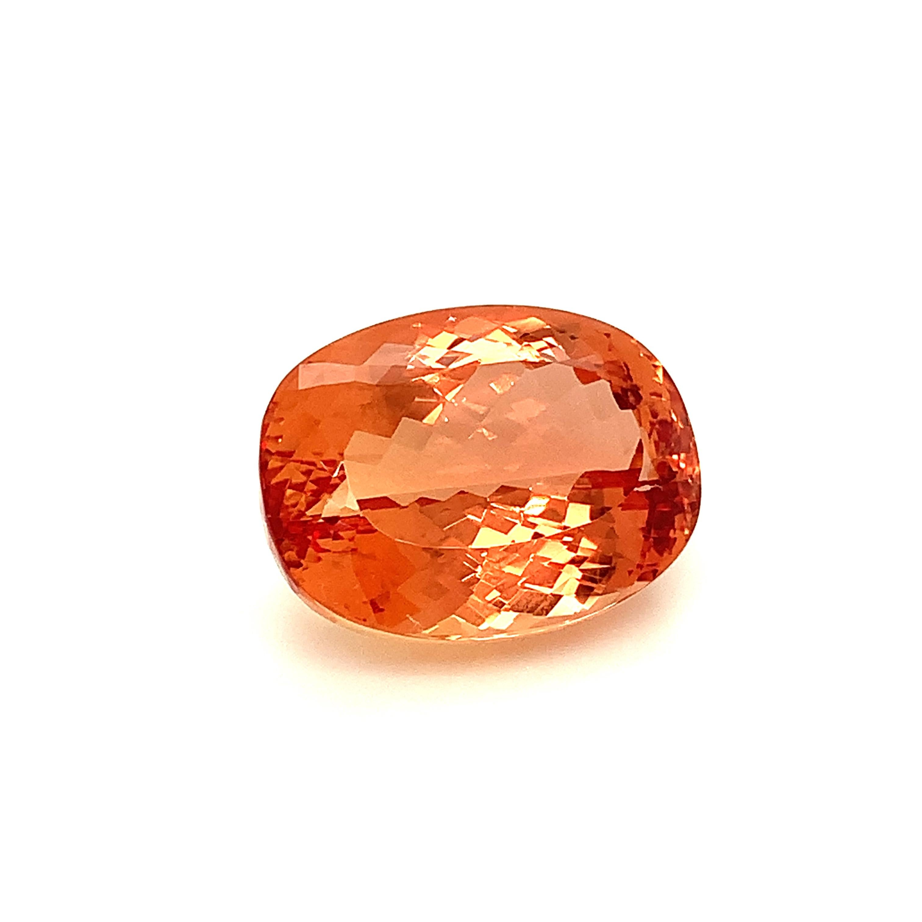 Cushion Cut 33.95 Carat Imperial Topaz Cushion, Unset Loose Gemstone, GIA Certified For Sale