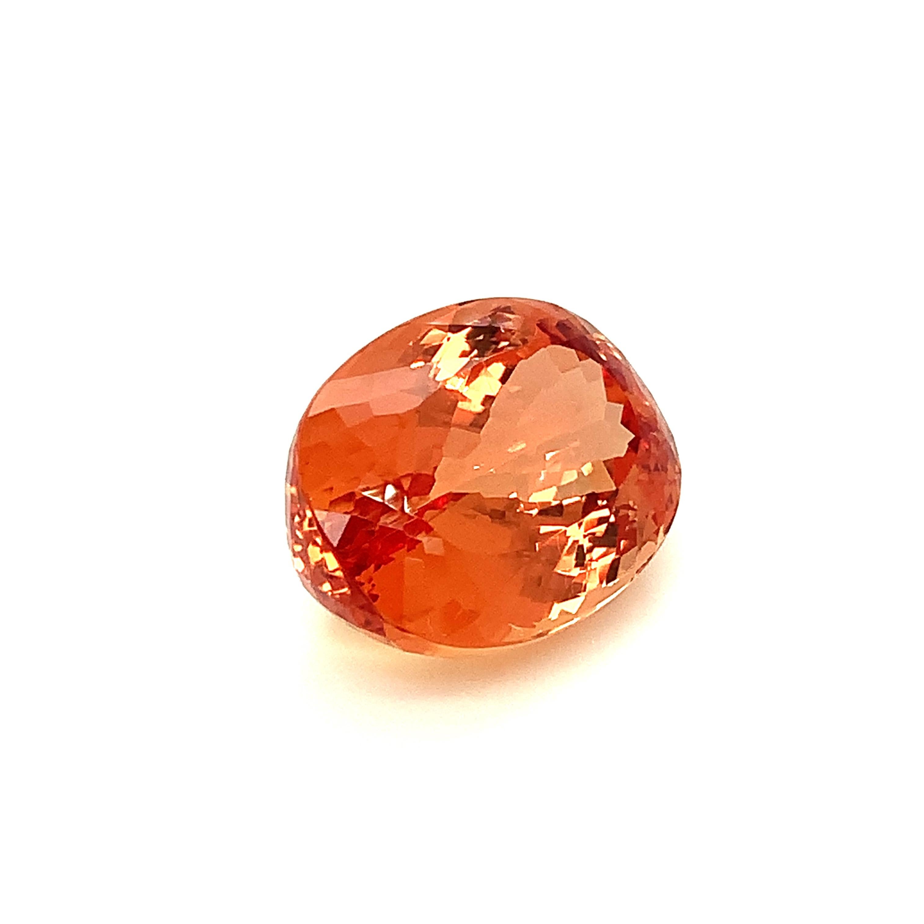 33.95 Carat Imperial Topaz Cushion, Unset Loose Gemstone, GIA Certified In New Condition For Sale In Los Angeles, CA