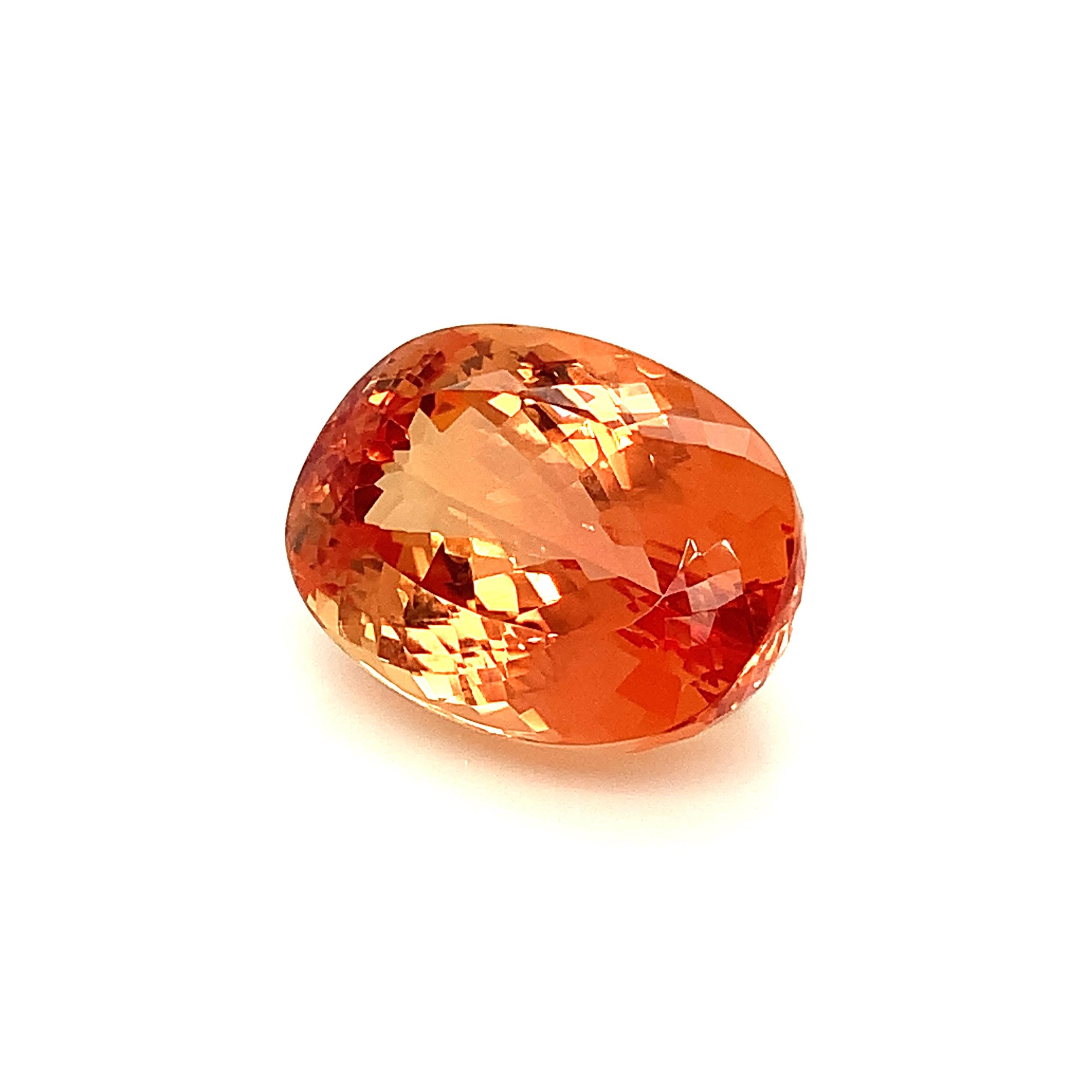 Women's or Men's 33.95 Carat Imperial Topaz Cushion, Unset Loose Gemstone, GIA Certified For Sale
