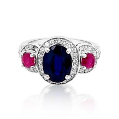 3.39ct Natural Ceylon Sapphire & 0.45ct Natural Ceylon Pink Sapphire 14K White G