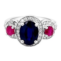 3.39ct Natural Ceylon Sapphire & 0.45ct Natural Ceylon Pink Sapphire 14K White G