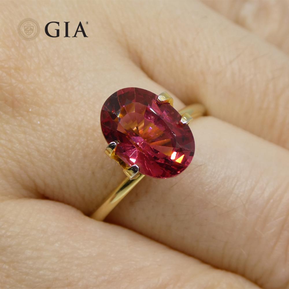 Brilliant Cut 3.39ct Oval Red Spinel GIA Certified Mahenge, Tanzania Unheated For Sale
