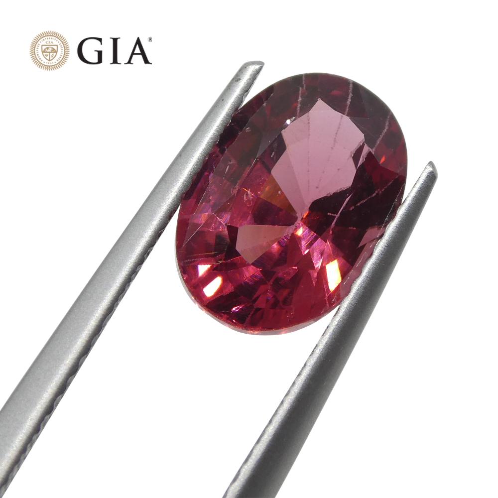 Brilliant Cut 3.39 Carat Oval Red Spinel GIA Certified Mahenge, Tanzania Unheated For Sale