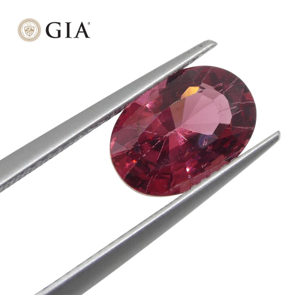 3.39ct Oval Red Spinel GIA Certified Mahenge, Tanzania Unheated For Sale 1