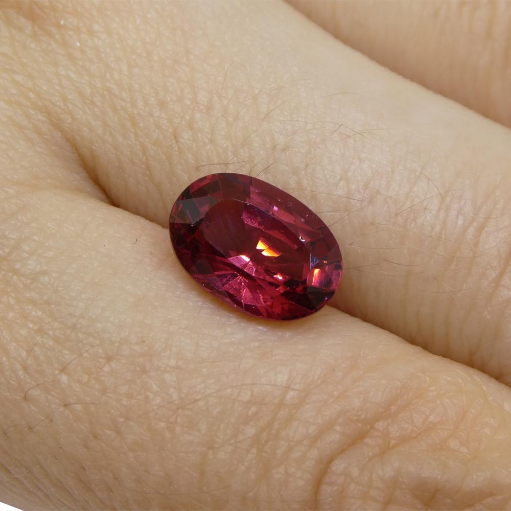 3.39 Carat Oval Red Spinel GIA Certified Mahenge, Tanzania Unheated For Sale 2