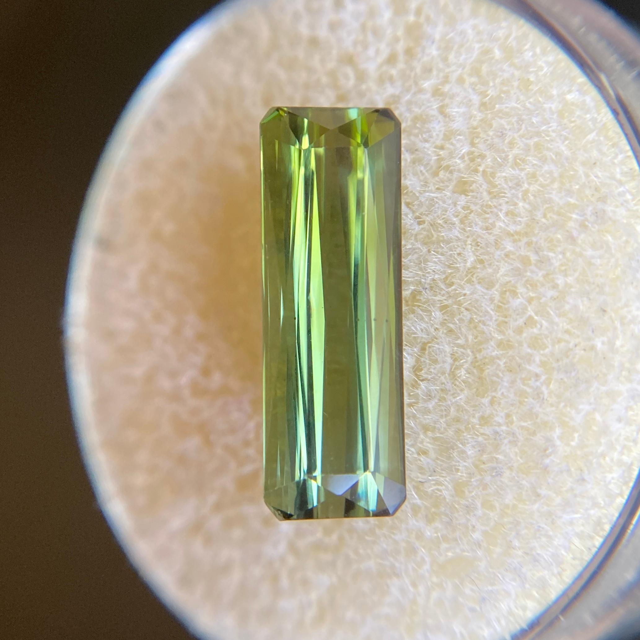 3.39ct Yellowish Green Tourmaline Octagon Emerald Cut Gem In New Condition In Birmingham, GB