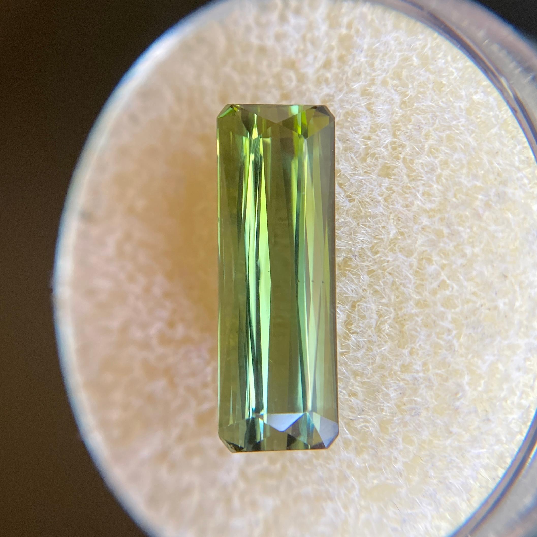 Men's 3.39ct Yellowish Green Tourmaline Octagon Emerald Cut Gem