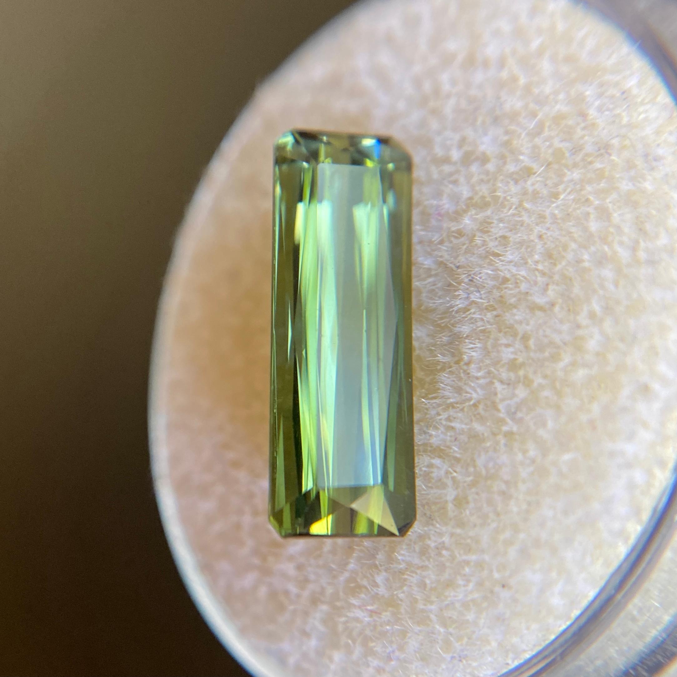 3.39ct Yellowish Green Tourmaline Octagon Emerald Cut Gem 1