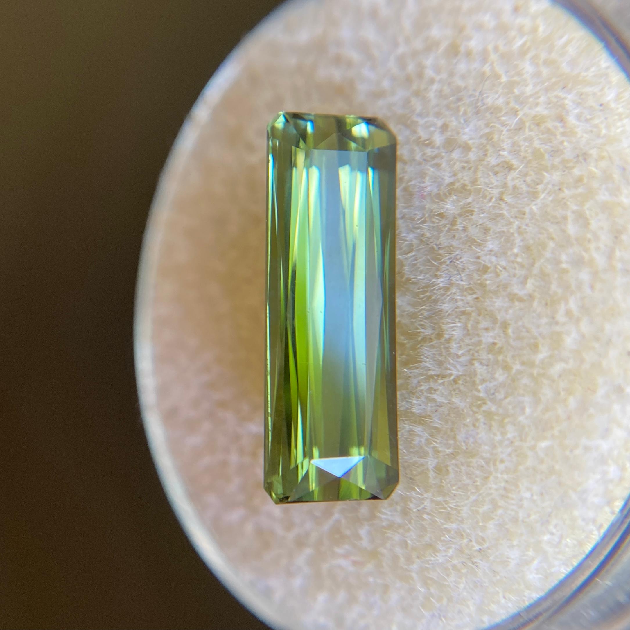 3.39ct Yellowish Green Tourmaline Octagon Emerald Cut Gem 2