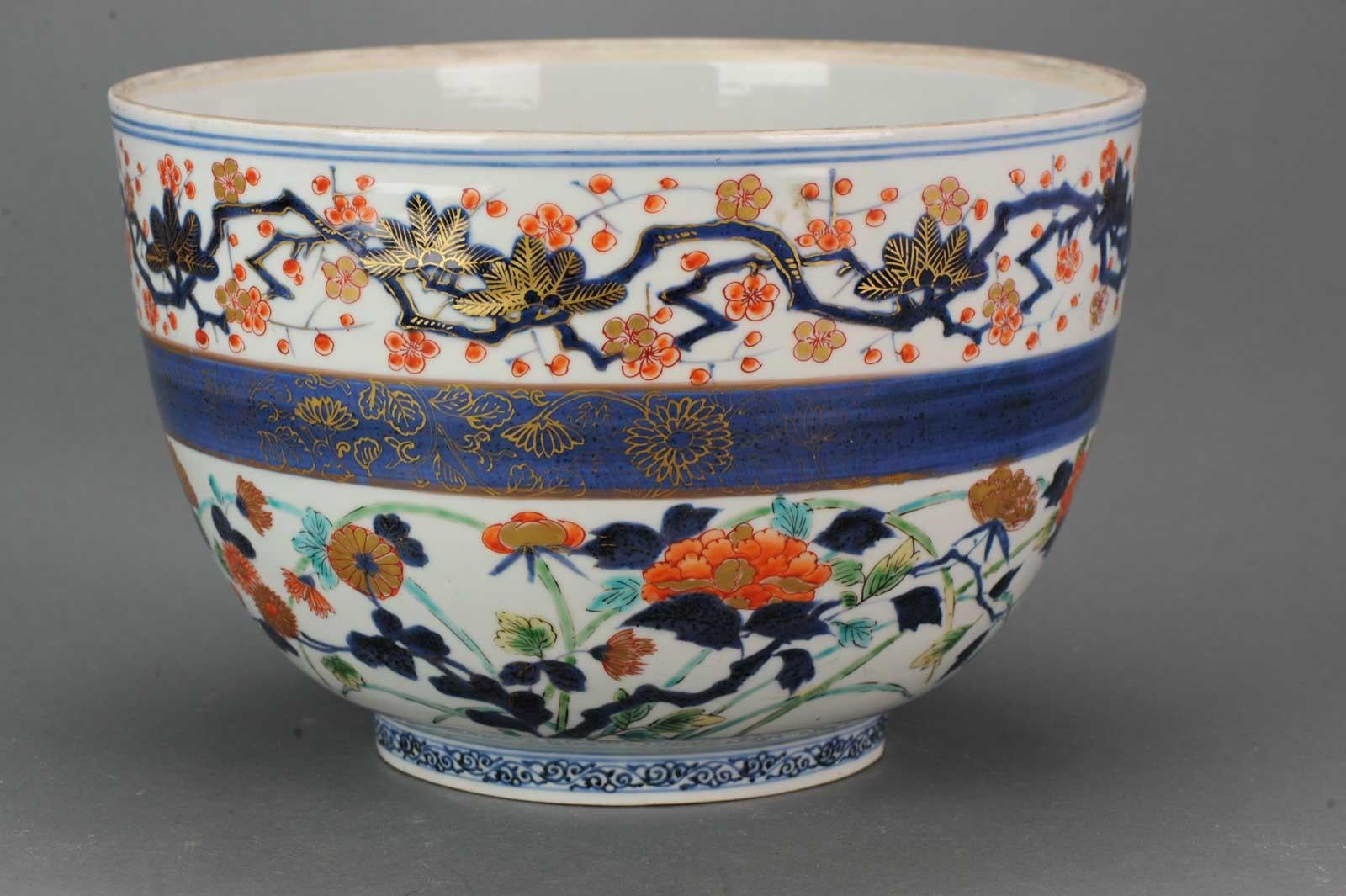 18th Century and Earlier Super Large Antique 17th Japanese Arita Hizen Imari Bowl Edo Period