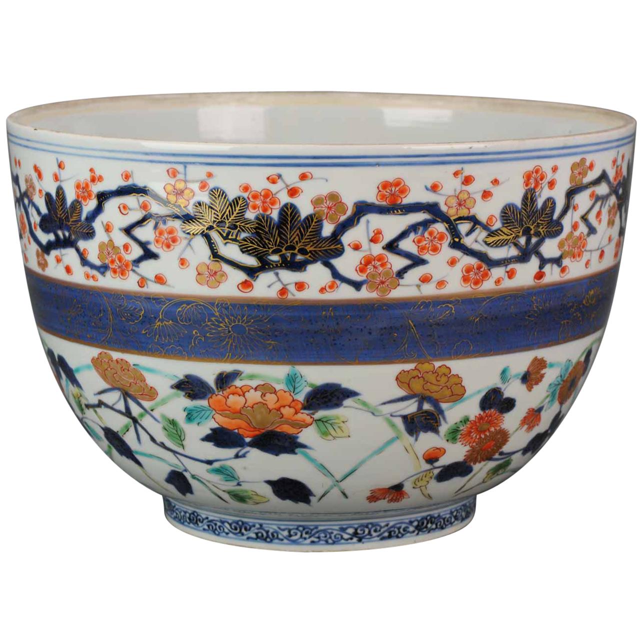 Super Large Antique 17th Japanese Arita Hizen Imari Bowl Edo Period