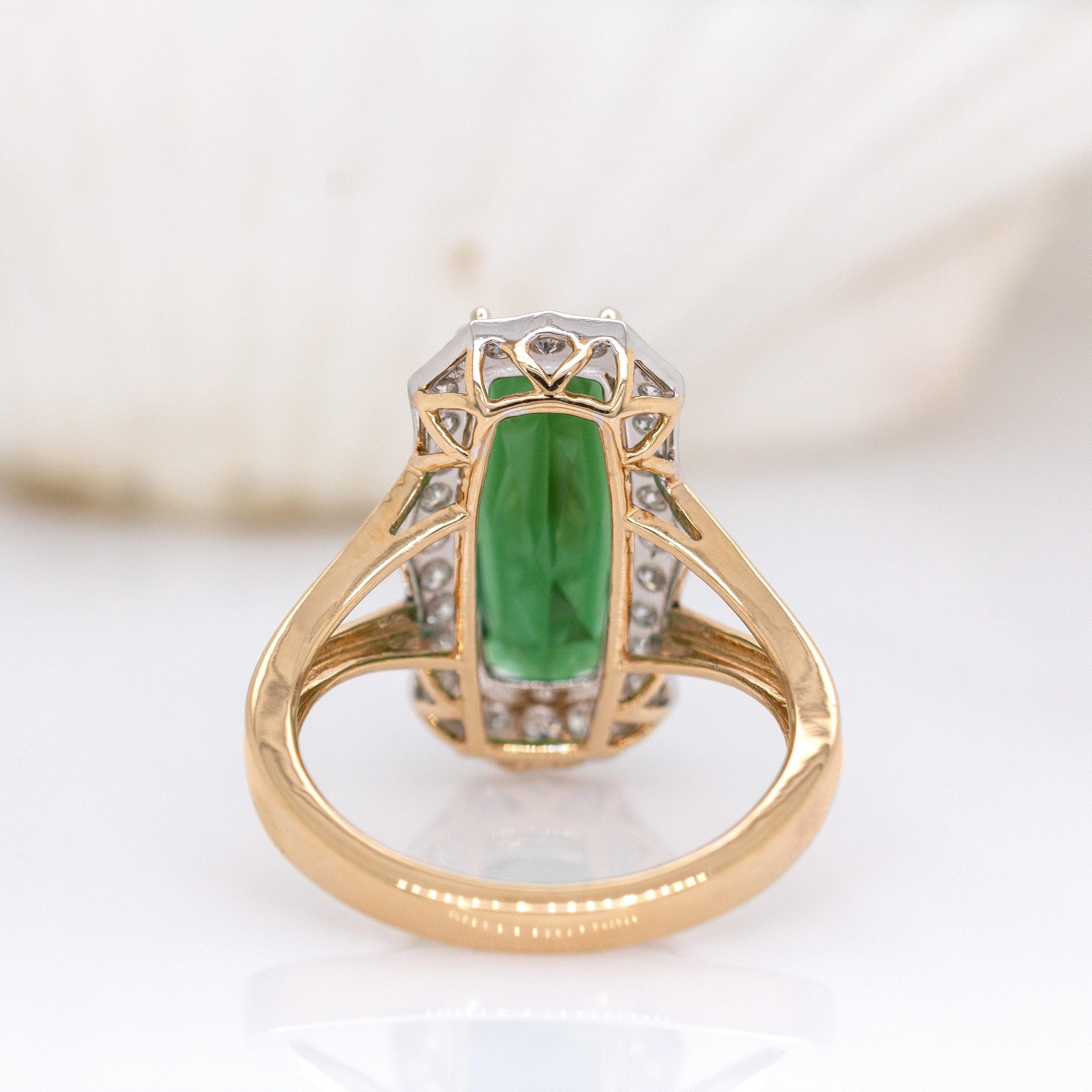De las mujeres Anillo de turmalina indicolita AAA de 3,3 ct con halo de diamante natural en oro macizo de 14 quilates en venta