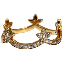 .33 Carat Natural Diamonds Royal Highness Crown Bead Set Band 14 Karat