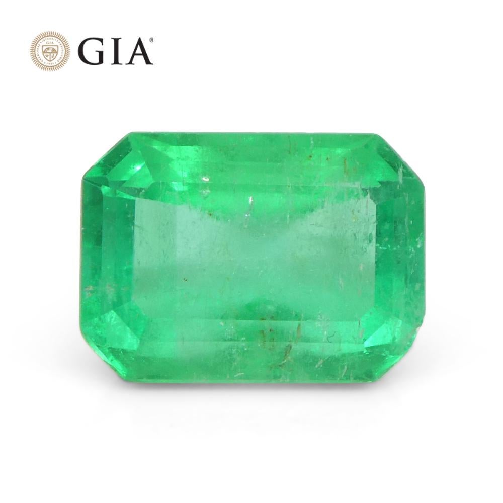 3.3ct Octagonal/Emerald Green Emerald GIA Certified Colombia   For Sale 2