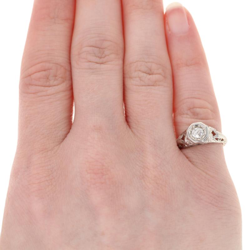 For Sale:  .33ct Old Mine Cut Diamond Art Deco Engagement Ring, 14k Gold Vintage Solitaire 3